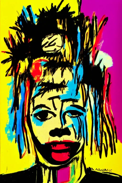 Prompt: magician girl in the style of jean michel basquiat, andy warhol, and pablo picasso