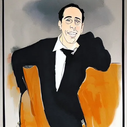 Image similar to beautiful portrait of Jerry Seinfeld by Milo manara and David downton