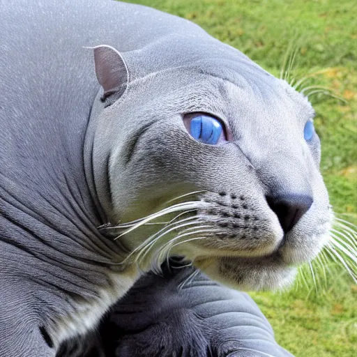 Image similar to photo of a cat manatee hybrid