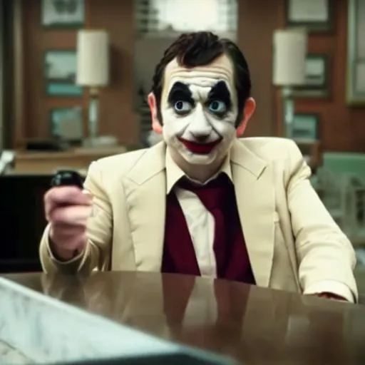 Image similar to A still of Mr Bean in Joker (2019)