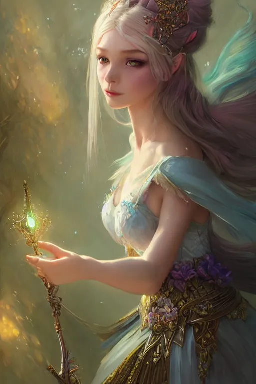 Image similar to fairy princess, highly detailed, d & d, fantasy, highly detailed, digital painting, trending on artstation, concept art, sharp focus, illustration, art by artgerm and greg rutkowski and fuji choko and viktoria gavrilenko and hoang lap