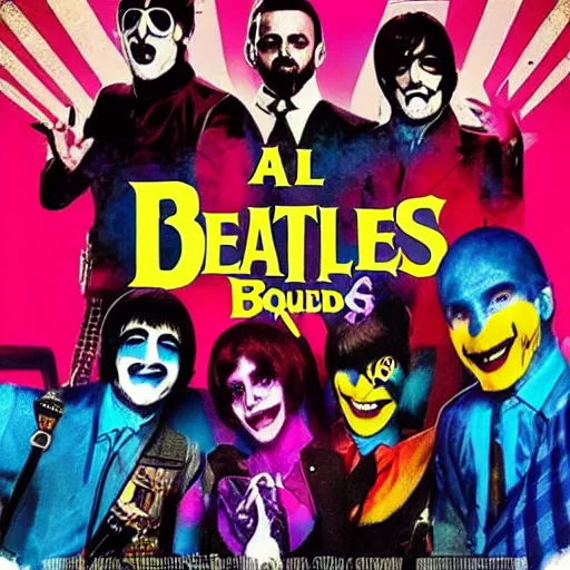 Prompt: a band the beatles as a suicide squad, dc movie poster