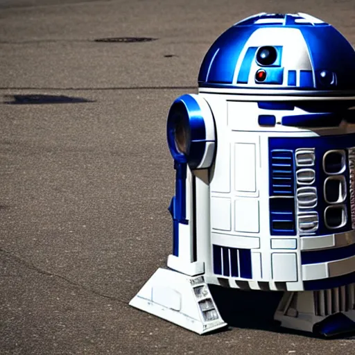 Prompt: “ R2D2 being used as a garbage can”