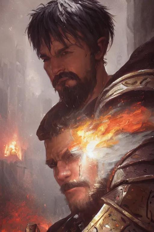 Image similar to dungeons and dragons warrior character closeup portrait, dramatic light, castle background, 2 0 0 mm focal length, painted by stanley lau, painted by greg rutkowski, painted by stanley artgerm, digital art, trending on artstation