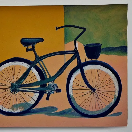 Image similar to a bicycle, painted in the style of pablo amaringo