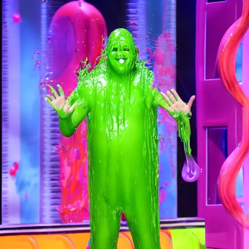 Prompt: god slimed at nickelodeon kids choice awards