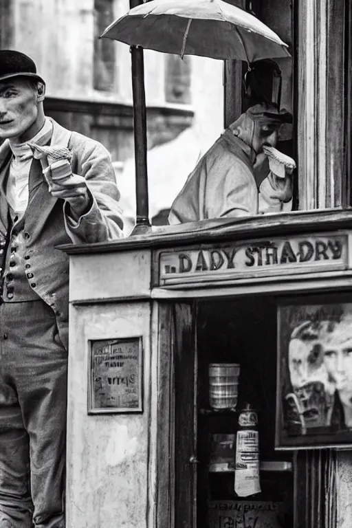 Prompt: thomas shelby selling ice cream