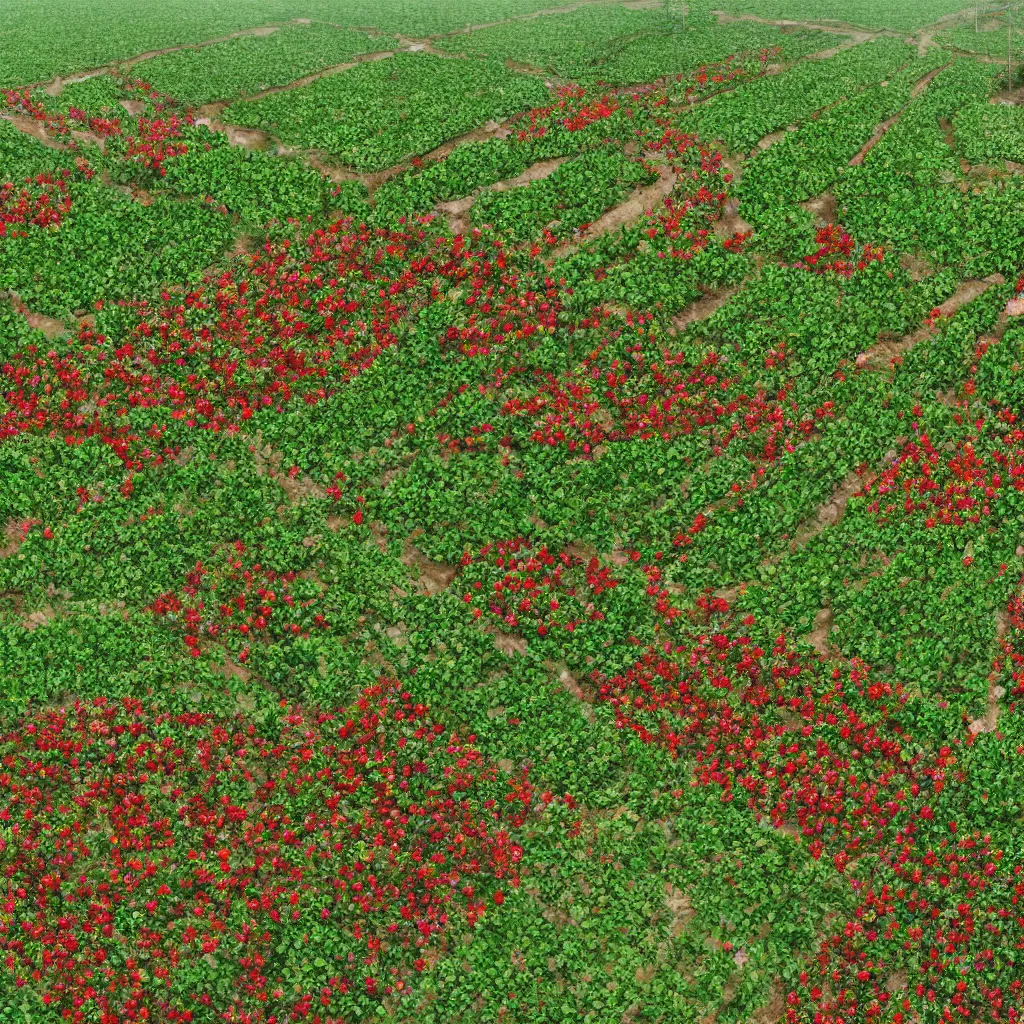 Image similar to üsküdar strawberry farms, realistic, render, cinematic, hyper realism, high detail