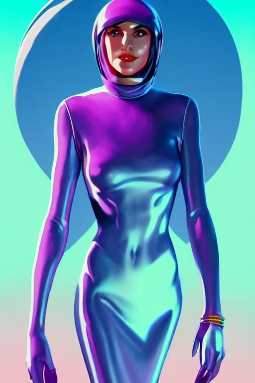 Image similar to 🧕🏽🛸, 8 0 s art deco, artstation, moebius + artgerm, hd,