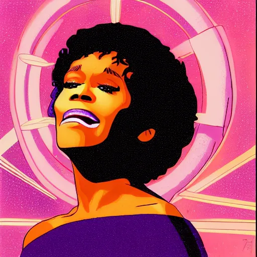 Prompt: whitney houston retro minimalist portrait! moebius starwatcher comic by jean giraud, portrait 8 k