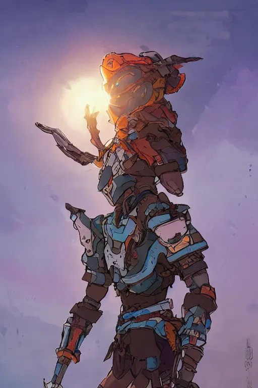 Image similar to combination suit armor aloy horizon forbidden west horizon zero dawn robot ninja mask helmet backpack tribal, art gta 5 comics, official fanart behance hd artstation by jesper ejsing, by rhads, makoto shinkai and lois van baarle, ilya kuvshinov, ossdraws radiating a glowing aura cgi rtx 2 0 2 2