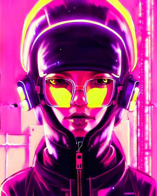 Image similar to detailed portrait neon operator girl, cyberpunk futuristic, neon, reflective puffy coat, decorated with traditional japanese by ismail inceoglu dragan bibin hans thoma greg rutkowski alexandros pyromallis nekro rene margitte, illustrated, perfect face, fine details, realistic shaded, fine - face, pretty face