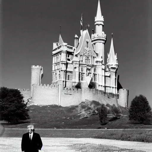 Prompt: donal trump building a castle in medeival times