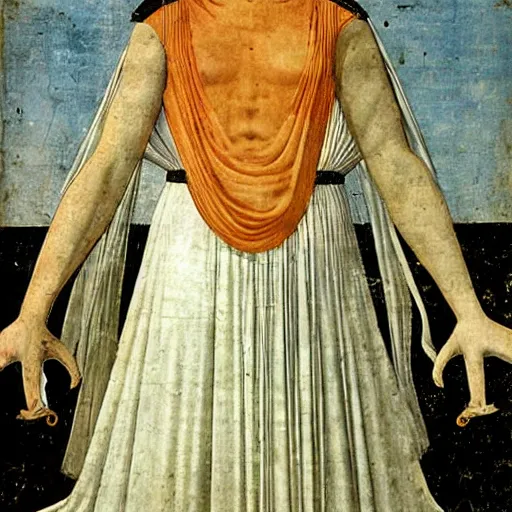 Image similar to half - length portrait of beautiful witch circe in the odyssey, art by piero della francesca, giotto,