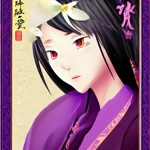 Image similar to elegant chinese princess, purple eyes, anime style, award winning art