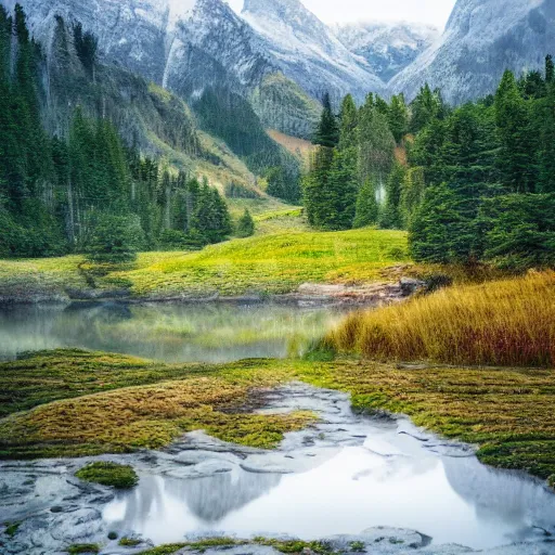 Image similar to a calm, soothing and cozy landscape