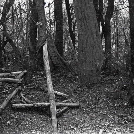 Prompt: a very old photo of the blair witch