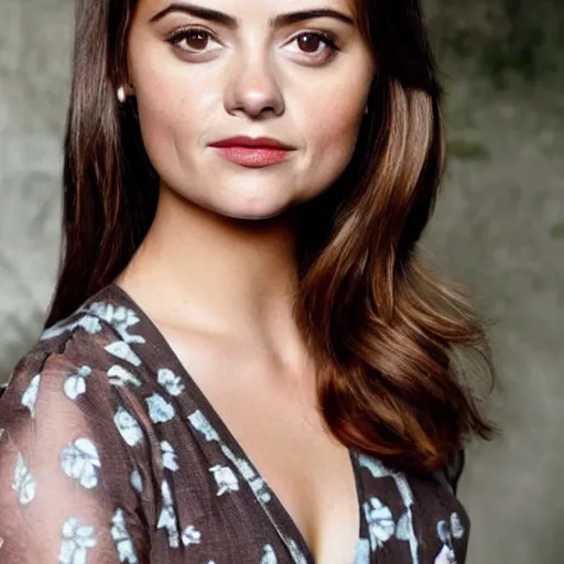 Image similar to a woman that looks like jenna coleman and scarlett johansson