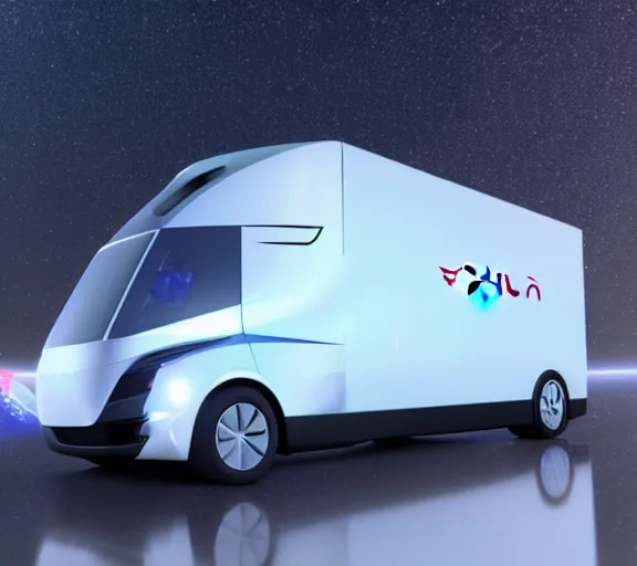 Image similar to a tesla cyber truck riding through outer space, 3 d render, realistic, dramatic