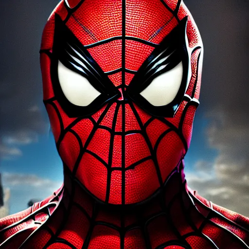 Image similar to a portrait of spiderman as a scary zombie with his mask and flesh ripped highly detailed, digital photo, hdri, by christopher bretz and john carpenter, vivid colors, high contrast, 8 k resolution, intricate, photorealistic, smooth, psychedelic color scheme, concept art, award winning, cg society contest winner