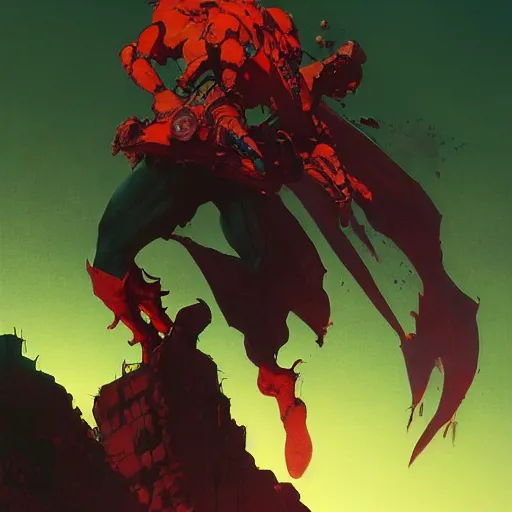 Image similar to 4k headshot of Spawn from Macfarlane comics , killing with green fire by Craig Mullins, ilya kuvshinov, krenz cushart, epic , artgerm trending on artstation by Edward Hopper and Dan Mumford and WLOP and Rutkovsky, beksinski carl spitzweg moebius and tuomas kocar, intricate artwork by caravaggio, Unreal Engine 5, Lumen, Nanite , 4K headshot of godlike clown with defined arms and open hands and bloody clothes with giant mandala wings , intricate face , flawless anime cel animation by Kentaro Miura, psychedelic , highly detailed upper body , professionally post-processed , beautiful, scary, symmetry accurate features, epic, octane rendered, anime masterpiece, accurate