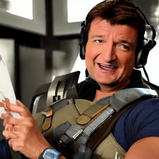 Image similar to Nathan Fillion playing apex legends