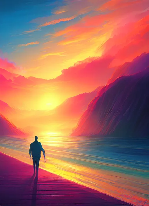 Prompt: sun dancer, atmospheric, ambient, volumetric lighting, highly detailed, digital art, alena aenami and rhads