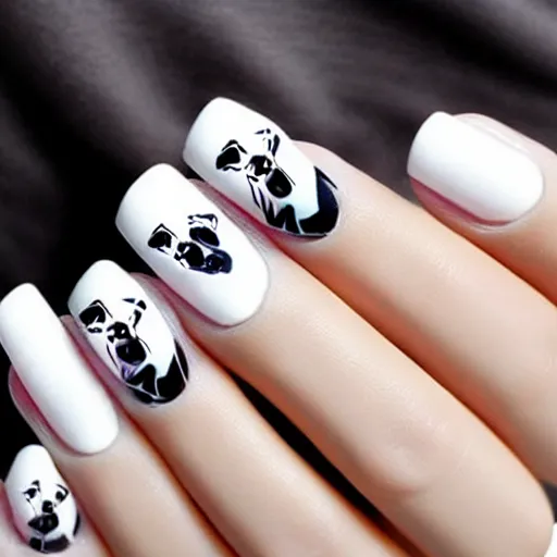 Image similar to nail design with cat logo, realistic