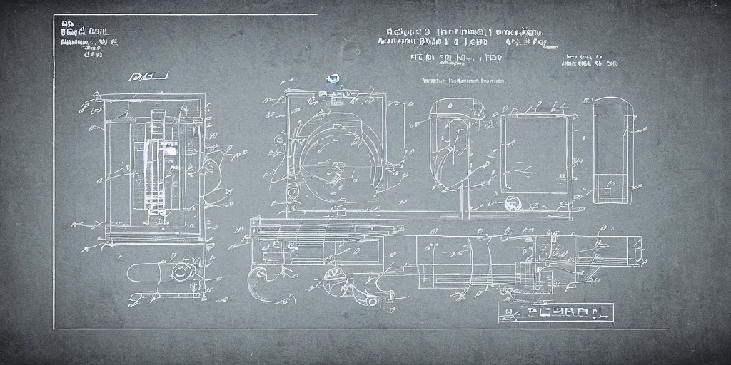Image similar to portal gun patent blueprint, engineered, 8 k, highly technical, production ready,