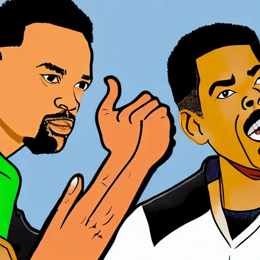 Image similar to a detailed illustration of will smith slapping chris rock in the style of jojo
