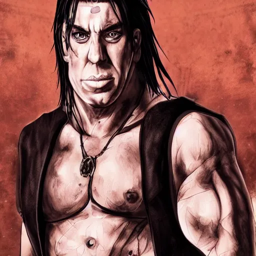 Image similar to Till Lindemann in anime style, high quality art, 8K, HD, render