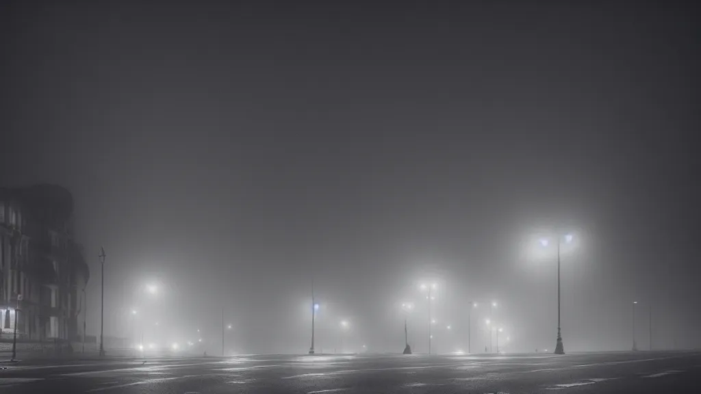 Image similar to photograph of a foggy latin american city at night by henri prestes, 4 k resolution