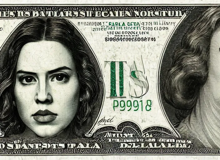 Image similar to reylo kissing, american dollar bill