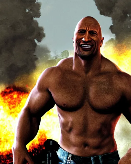 Prompt: close - up shot of dwayne johnson as the tank in the game left 4 dead. xbox 3 6 0 graphics