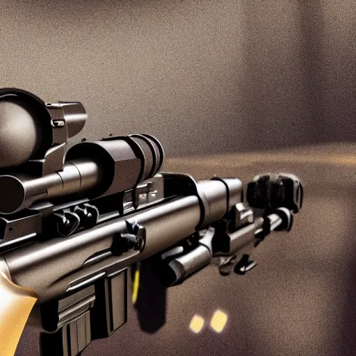 Prompt: close up shot of bullet firing from sniper rifle, insane details, sharp focus, octane render, computer art