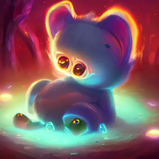 Prompt: adorable glowing creature, trending on artstation, cute, big eyes, matte painting, concept art