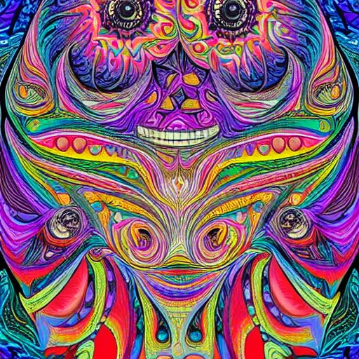 Prompt: psychadelic art of a fantasy wizard in the style of louis wain, bright colours, angular shapes, fractal patterns, geometric, highly intricate, digital art, trending on artstation