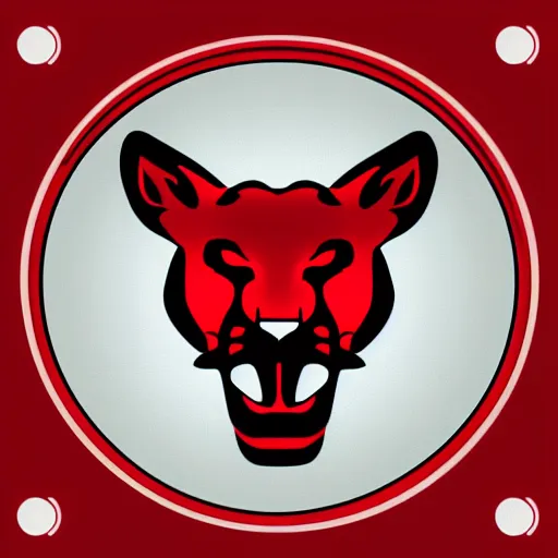 Image similar to concept cell shaded logo. Cougar. Red background.