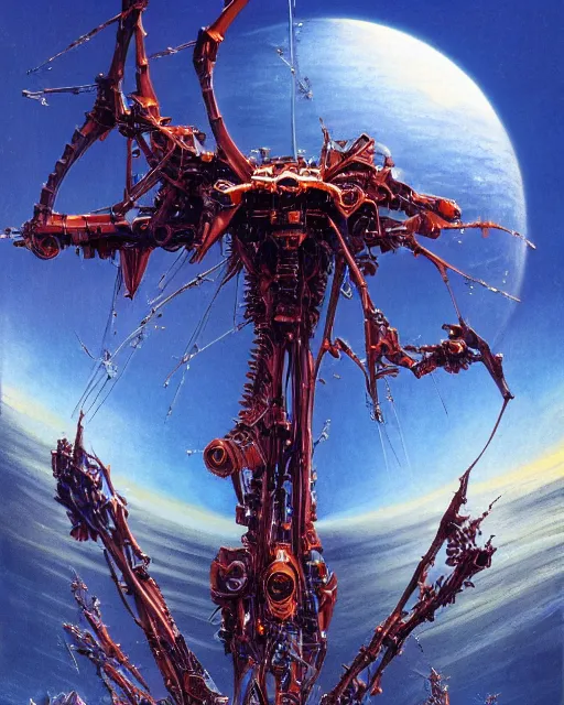 Prompt: evangelion by bruce pennington, biomechanical, 4 k, hyper detailed