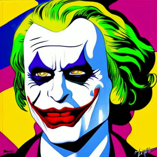 Image similar to Wall mural portrait of the joker, urban art, pop art, artgerm, by Roy Lichtenstein