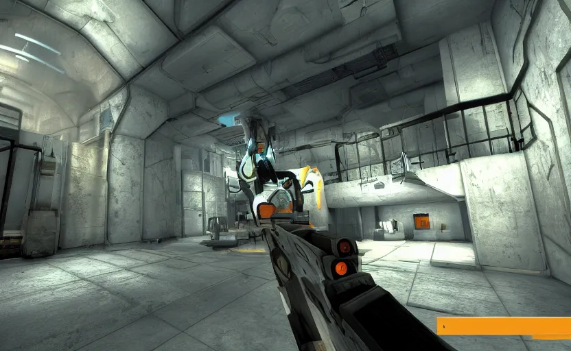 Image similar to half life screenshot taken within the portal 2 section of the game