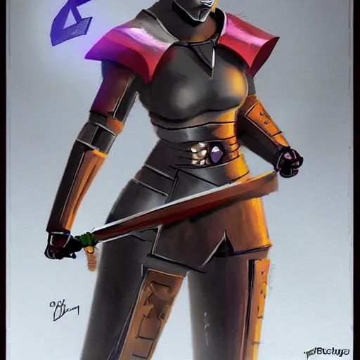 Image similar to robot swashbuckler, female, robot, fantasy, d & d, concept art, matte, illustration, character art,