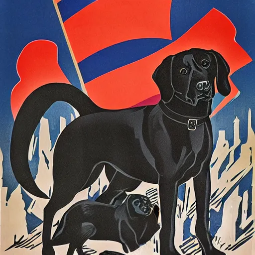 Prompt: Soviet propaganda black lab