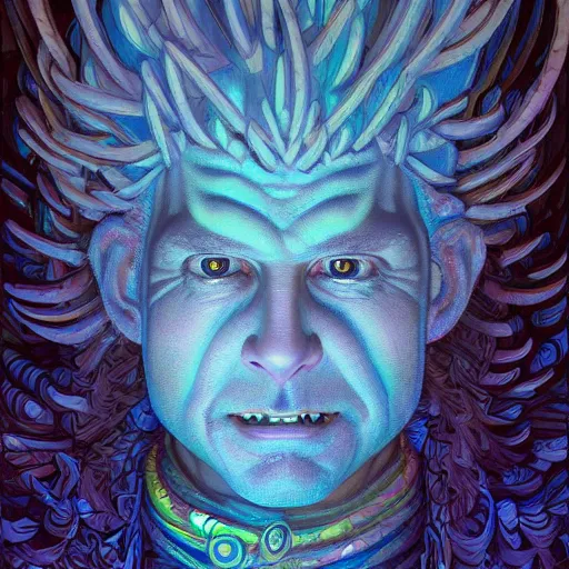 Image similar to lucky labyrinth mohawk scales generator portrait by gaston bussierre and charles vess and james jean and erik jones and rhads, inspired by rick and morty, epic, funny, huge scale, beautiful fine face features, intricate high details, sharp, ultradetailed