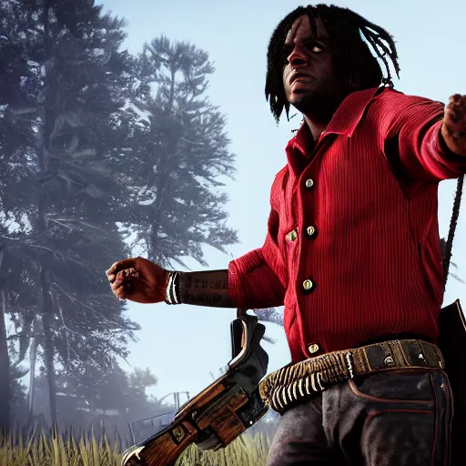 Image similar to Rapper Chief Keef In red dead redemption 2 digital art 4K quality super realistic