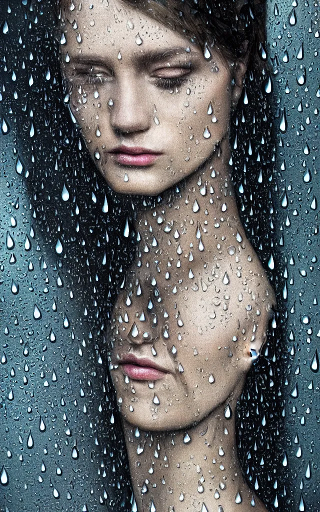 Prompt: a stunning detailed portrait, shards of the afternoon raining down like broken stained glass