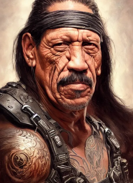 Image similar to Portrait of Danny Trejo, marvel comics, dark, intricate, highly detailed, smooth, artstation, digital illustration by Ruan Jia and Mandy Jurgens and Artgerm and Wayne Barlowe and Greg Rutkowski and Frank Frazetta