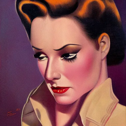 Prompt: portrait illustration by earle bergey