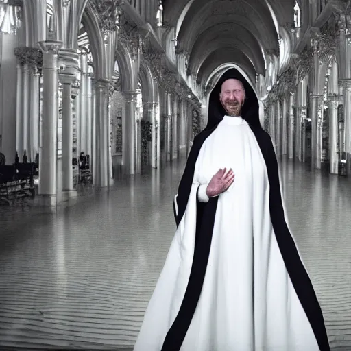 Image similar to award winning photo Aphex twin dresses as nuns,Very long arms, in a sanctuary —width 1024 —height 1024