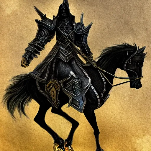 Image similar to a death knight astride a black horse